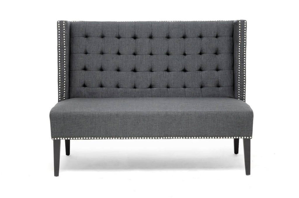Gray Linen Banquette Bench J1017