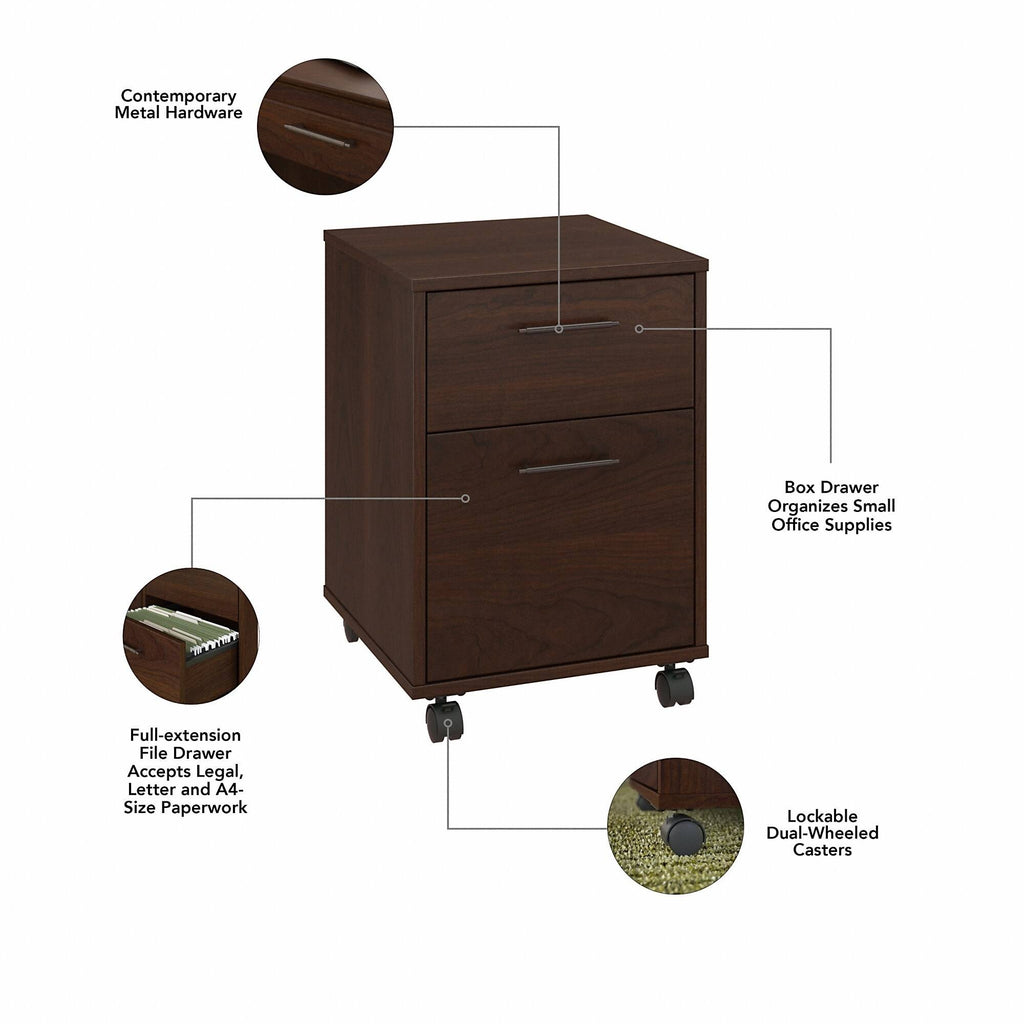 Dark Gray Hickory L Shaped Desk with Hutch and 2 Drawer Mobile File Cabinet R935