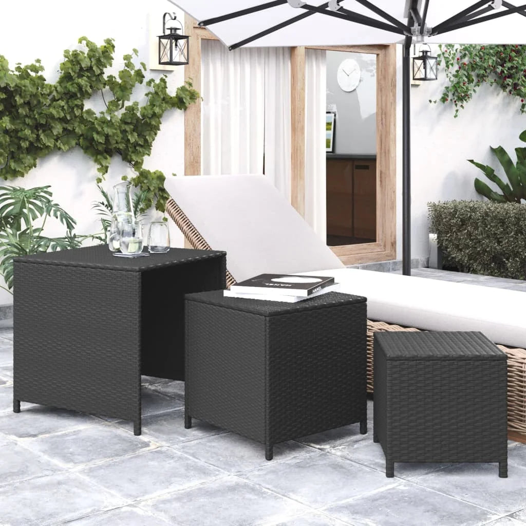 Black Poly Rattan Nesting Tables 3 pcs V7541