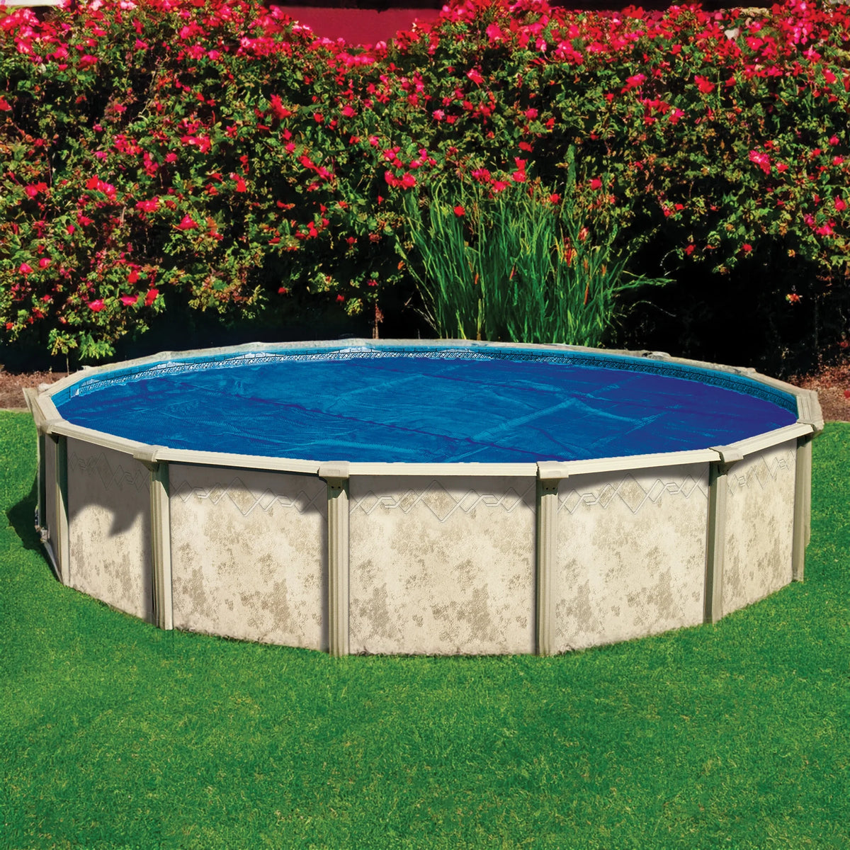 24' Blue/Black Round Solar Pool Cover 12 Mil J393711