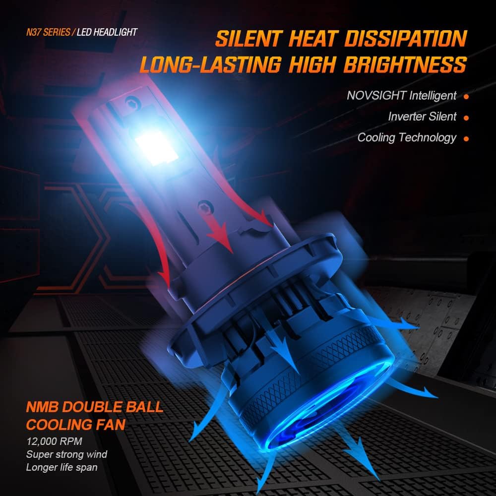 H13 9008 LED Headlight Bulbs, 22000LM 120W, 6500K Cool White IP68 Waterproof, Pack of 2 C57833