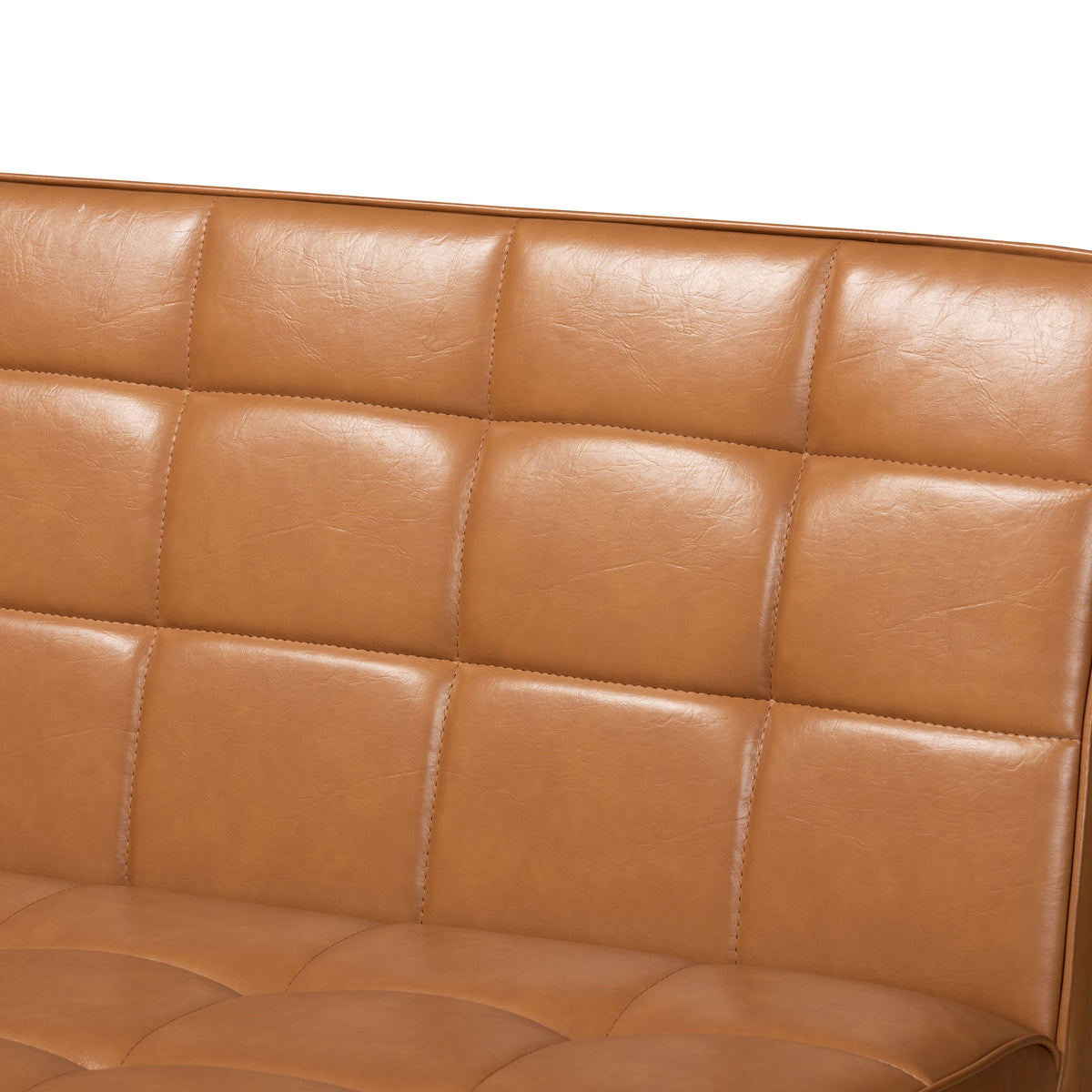Tan Faux Leather Upholstered Walnut Brown Wood 2-Piece Dining Nook Banquette Set D944
