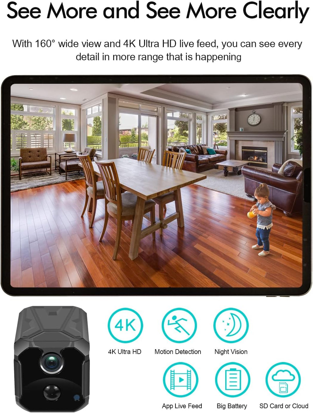4K UHD Wireless Mini WiFi Security Camera L123