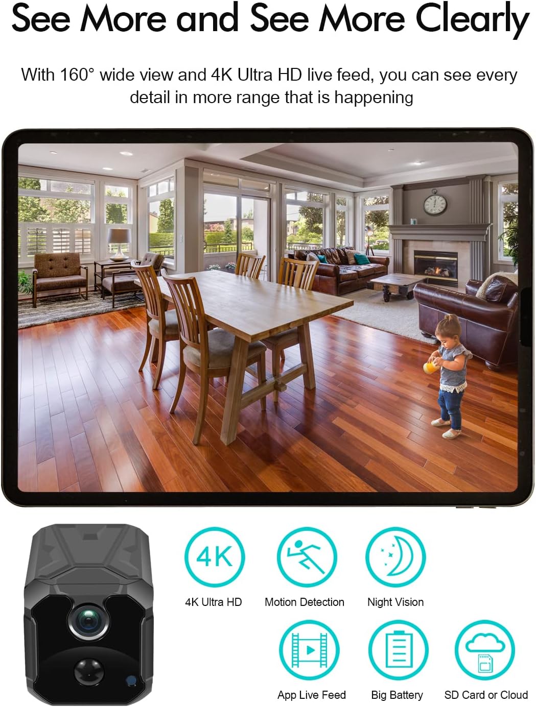 4K UHD Wireless Mini WiFi Security Camera L123