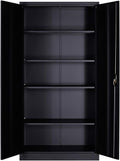 Black Metal Storage Cabinet with 4 Adjustable Shelves L714