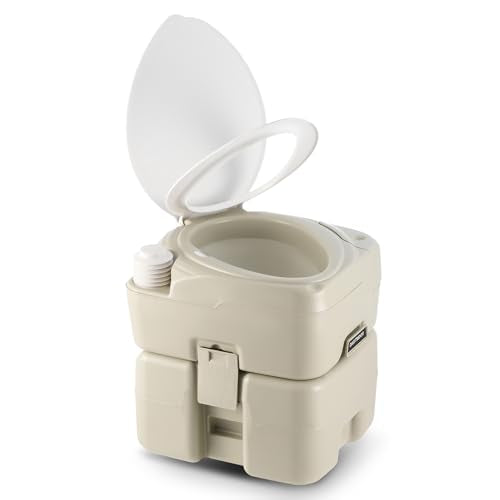 Portable Toilet, 5.3 gal. HDPE Camping Toilet with Built-in Handle J6632