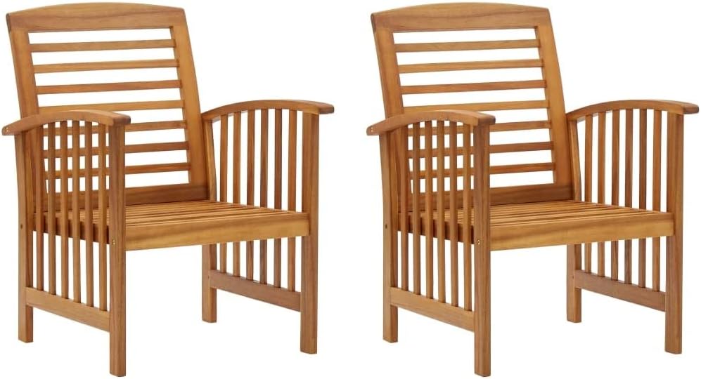 2X Solid Acacia Wood Garden Chair S532738