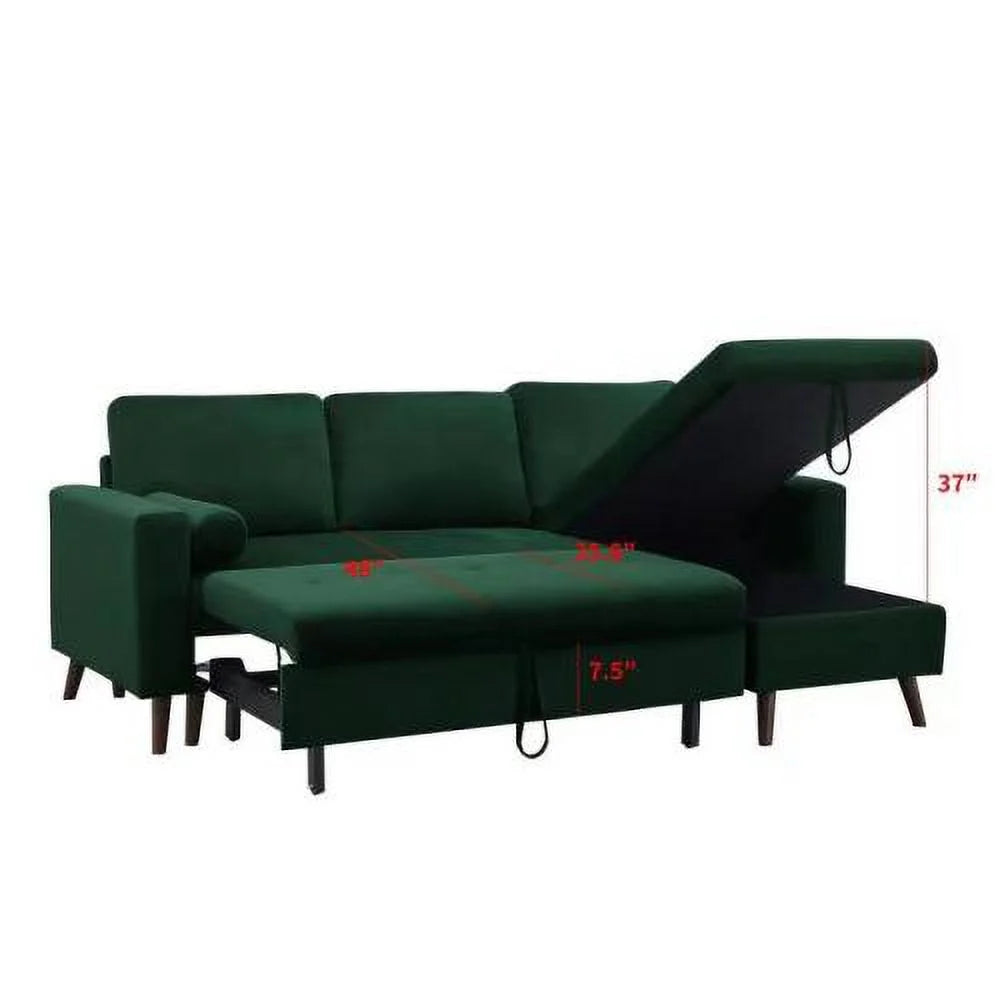 88 inch Reversible Pull out Sleeper Sectional Storage Sofa Bed Y496