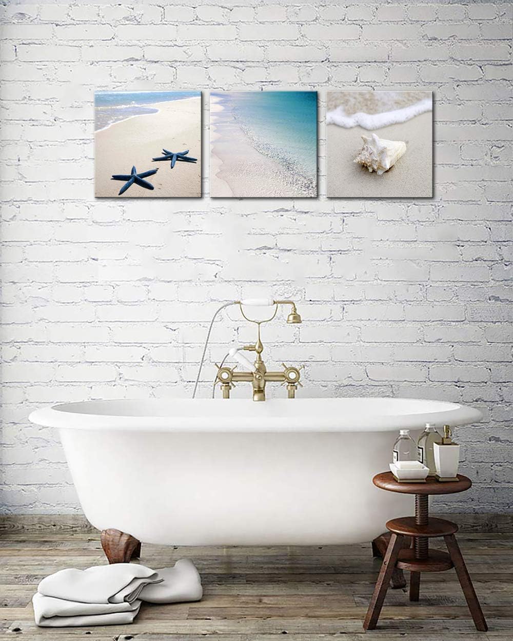 3 Piece Framed Canvas Wall Art Beach Seascape Painting K5502