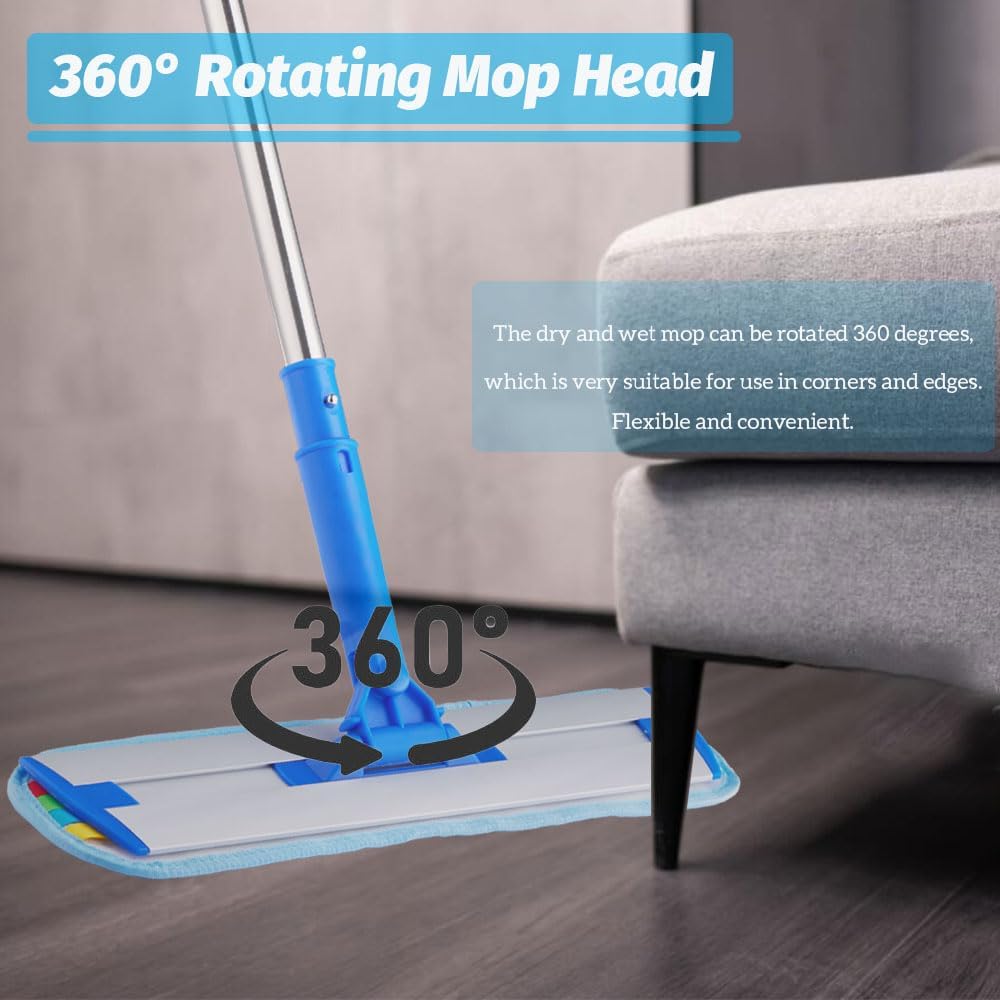 Microfiber Flat Mop with 4pcs Reusable Washable Mop Pads H781173