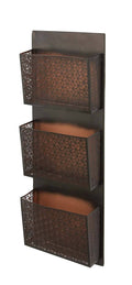 Metallic Black / Beige Wall Mounted 3 Pocket Letter Holder R663
