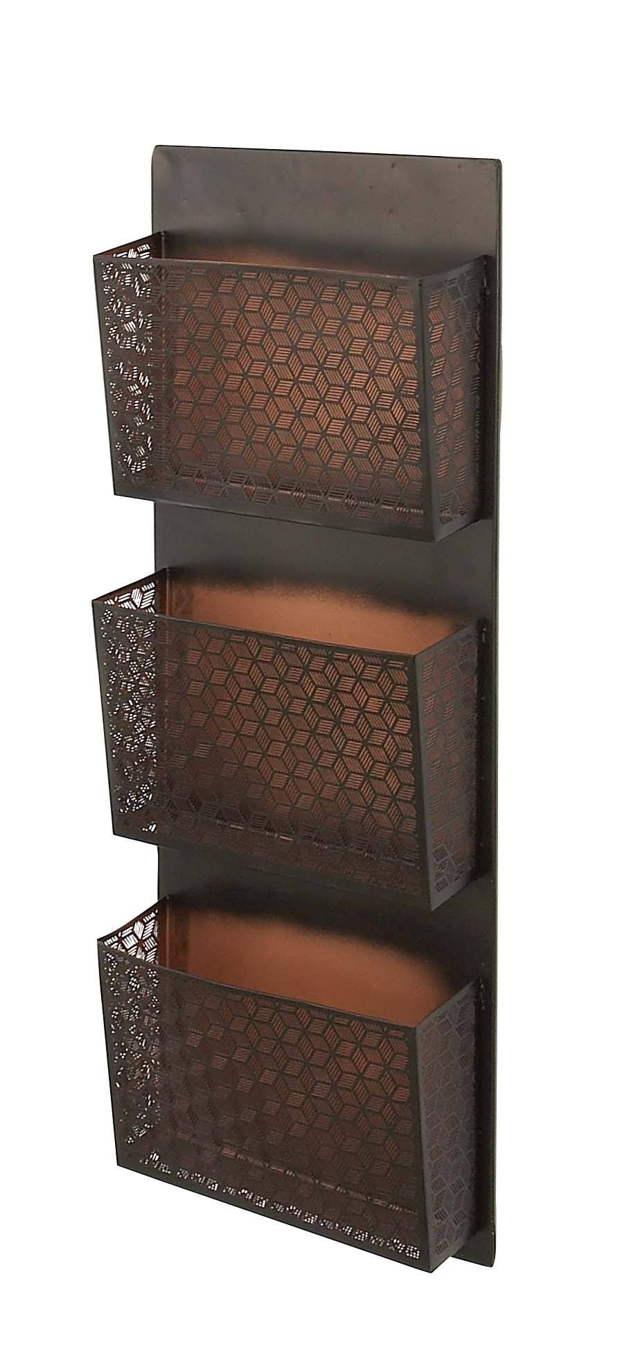 Metallic Black / Beige Wall Mounted 3 Pocket Letter Holder R663