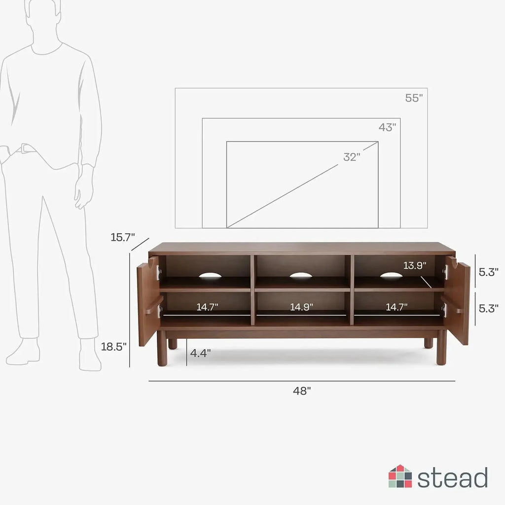 Fluted TV Stand with Shelves Z15430