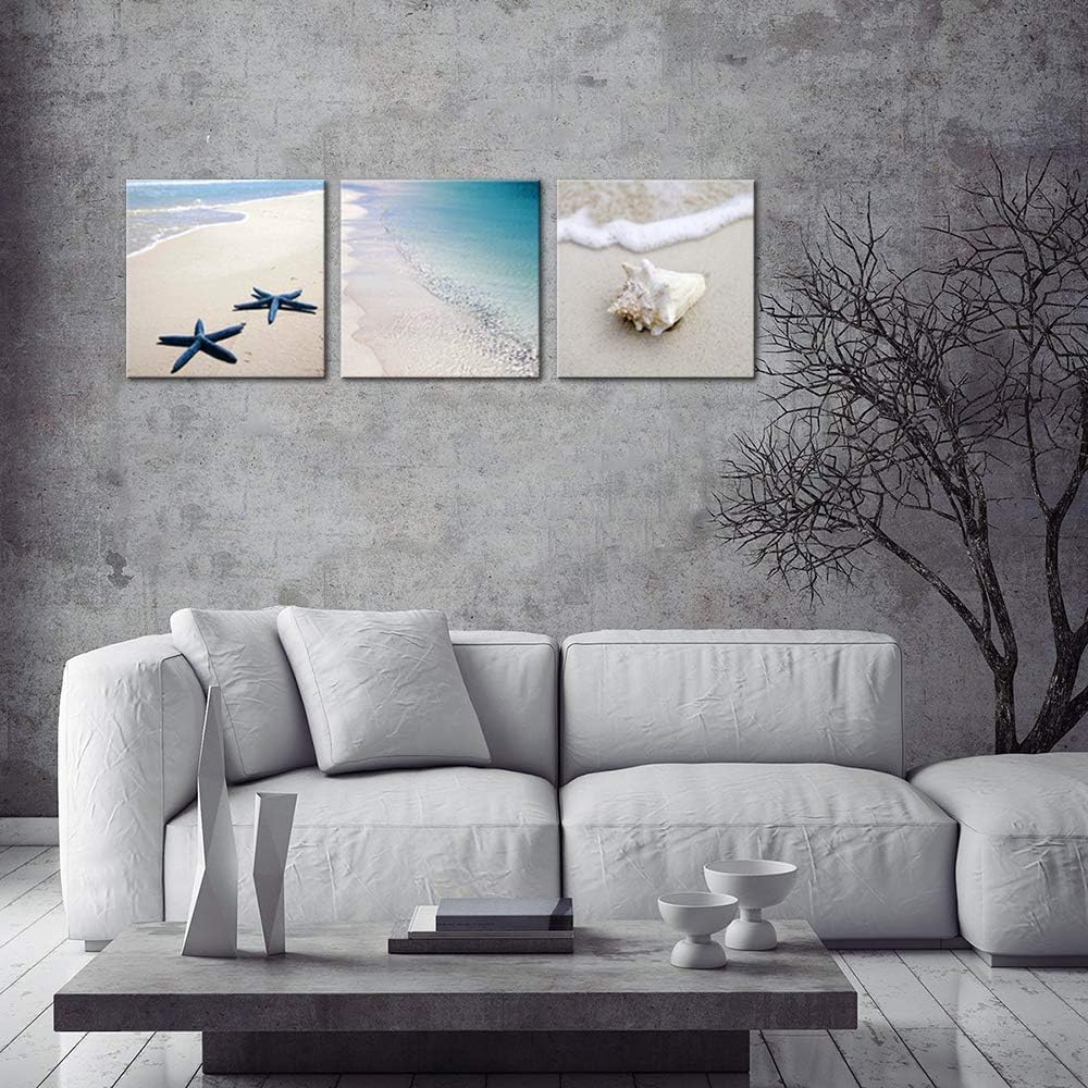 3 Piece Framed Canvas Wall Art Beach Seascape Painting K5502