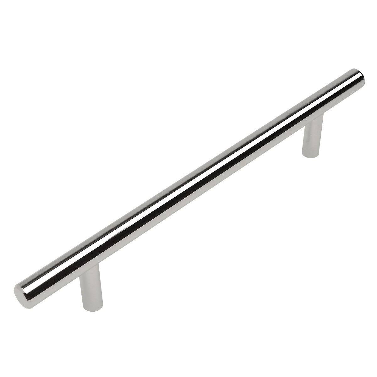 Polished Chrome Solid Steel 3/8 inch Slim Line Euro Style Cabinet Hardware Bar Pull 5 inch Hole Centers 25 M579