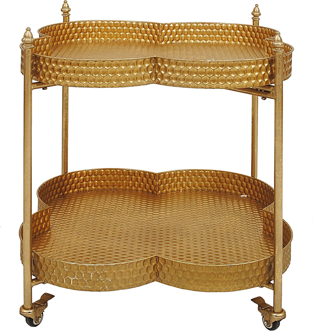 Metal Clover Shaped 2-Tier Bar Cart Q6468