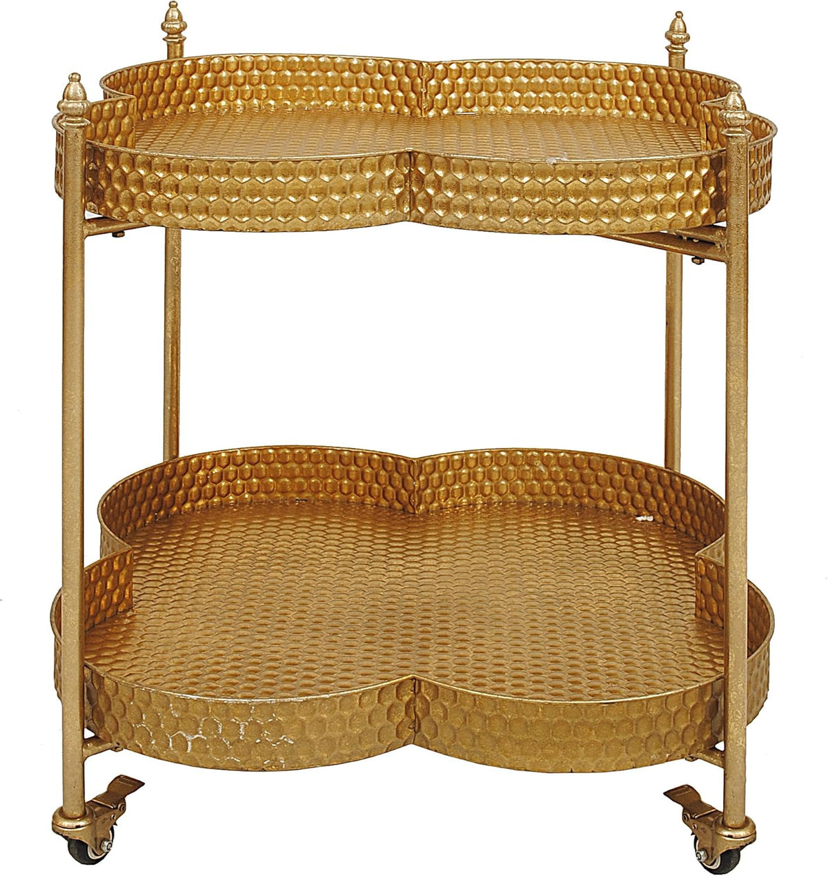 Metal Clover Shaped 2-Tier Bar Cart Q6468