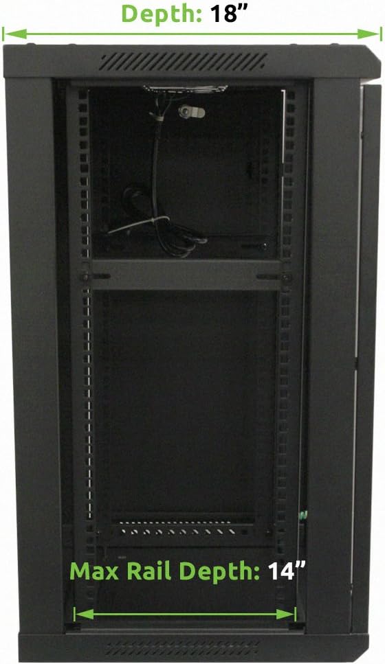 15U Wallmount Cabinet Enclosure 19-Inch Server Network Rack with Locking Glass Door Black with Shelves P345594