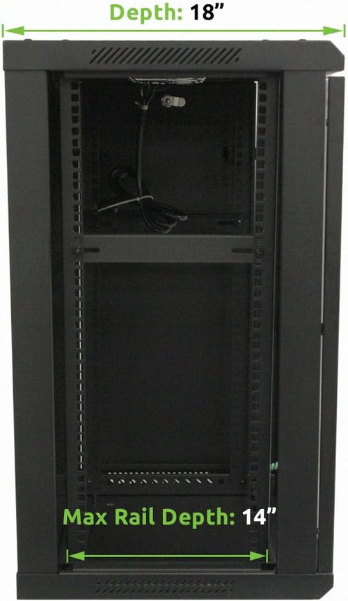 15U Wallmount Cabinet Enclosure 19-Inch Server Network Rack with Locking Glass Door Black with Shelves P345594