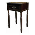 Cherry Brown 1 Drawer End Table with Turned Tapered Legs K93386