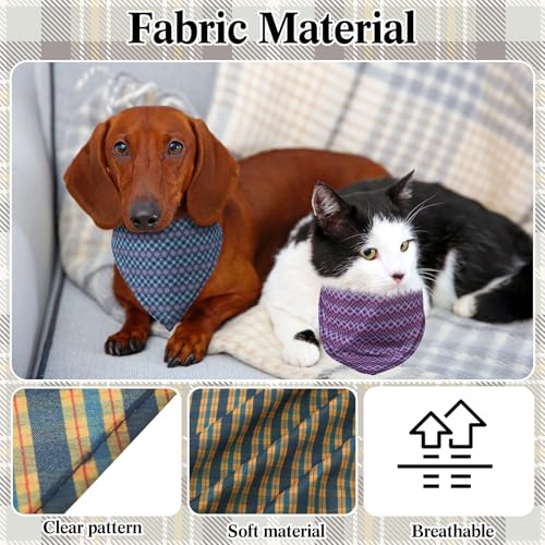 50 Pcs Plaid Dog Bandana Collar Set N38116