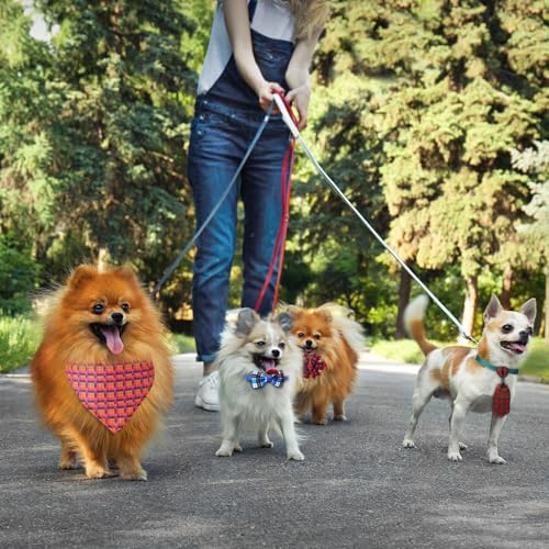 50 Pcs Plaid Dog Bandana Collar Set N38116