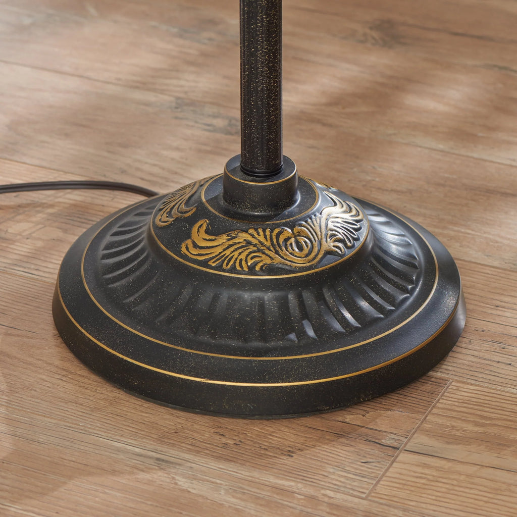 Bronze Victorian Floor Lamp with Etched Glass Shade F1659