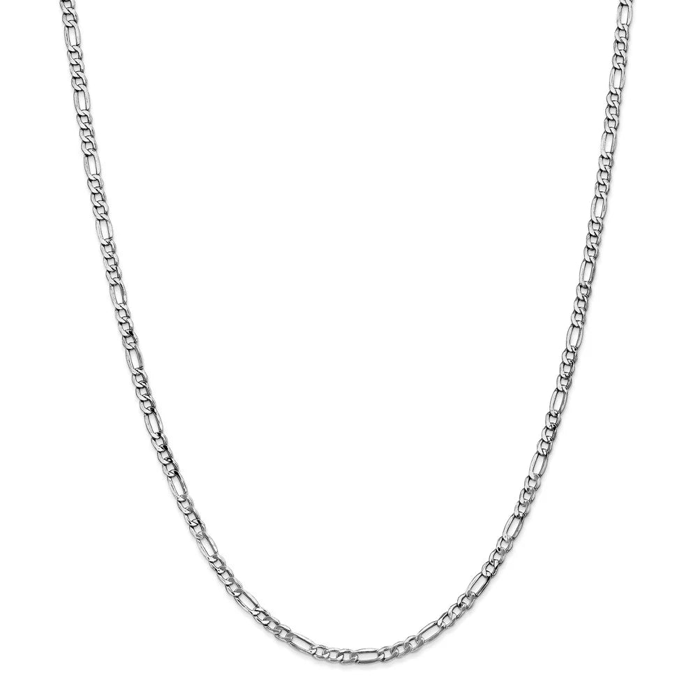 14kt White Gold Figaro Chain 24 inch Lobster Clasp D76412