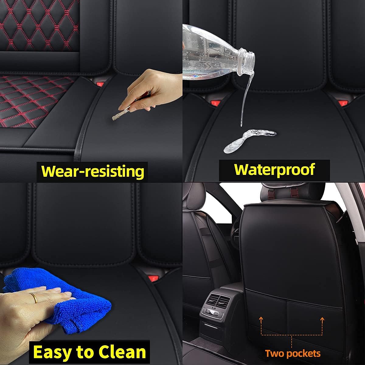 Black&Red Leather Car Seat Covers X6558