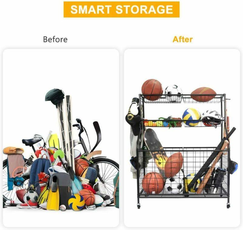 Sports Equipment Organizer Ball Storage Rack J947