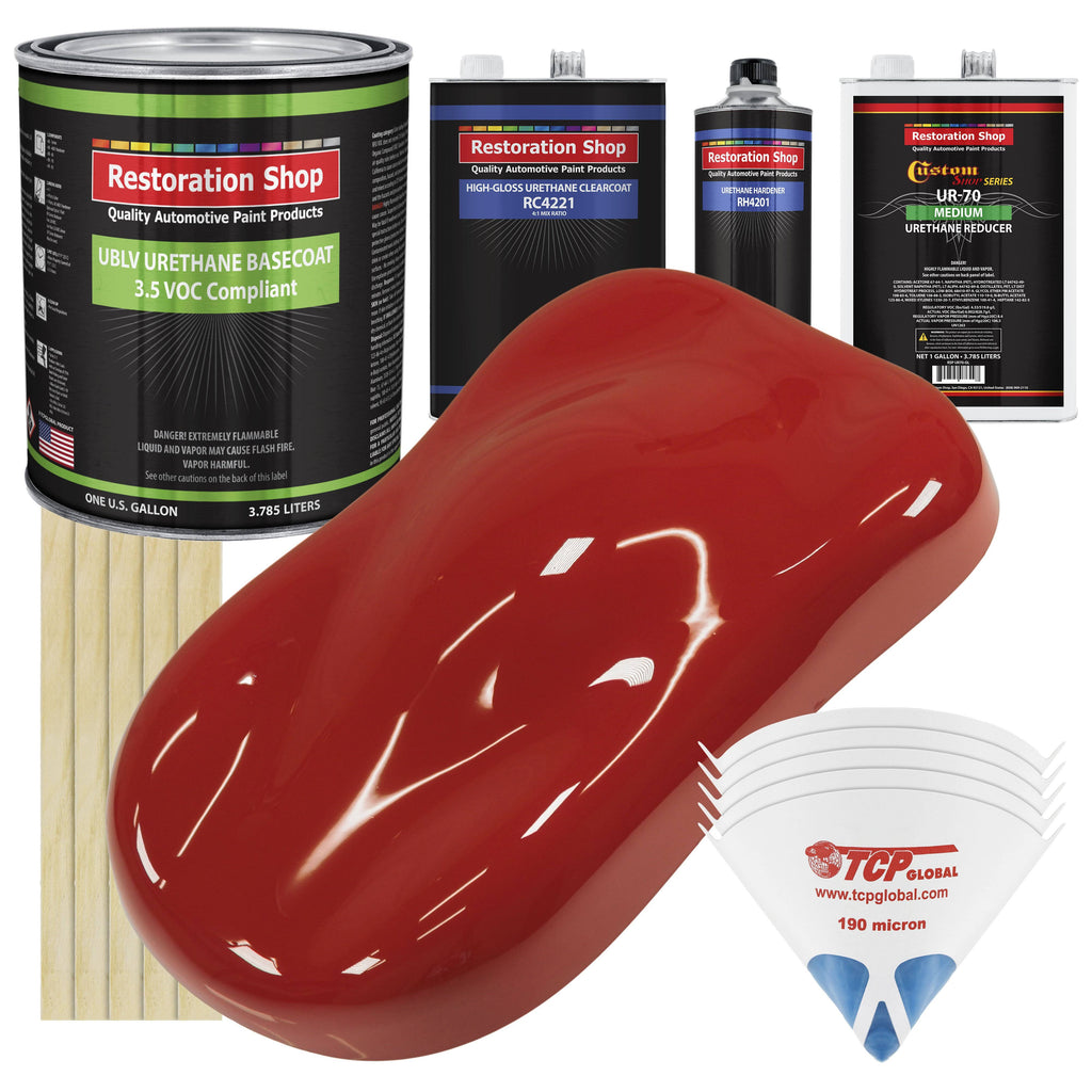 Bright Red Low VOC Urethane Basecoat/Clearcoat Car Auto Paint Complete Medium Gallon Kit T213944