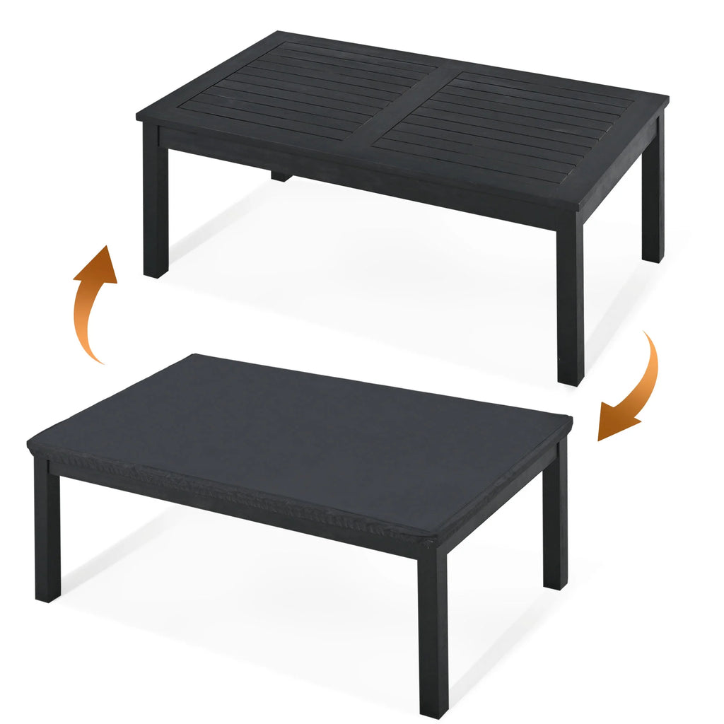 4 Pieces Acacia Solid Wood Outdoor Sofa Set with Coffee Table and Cushions D490301