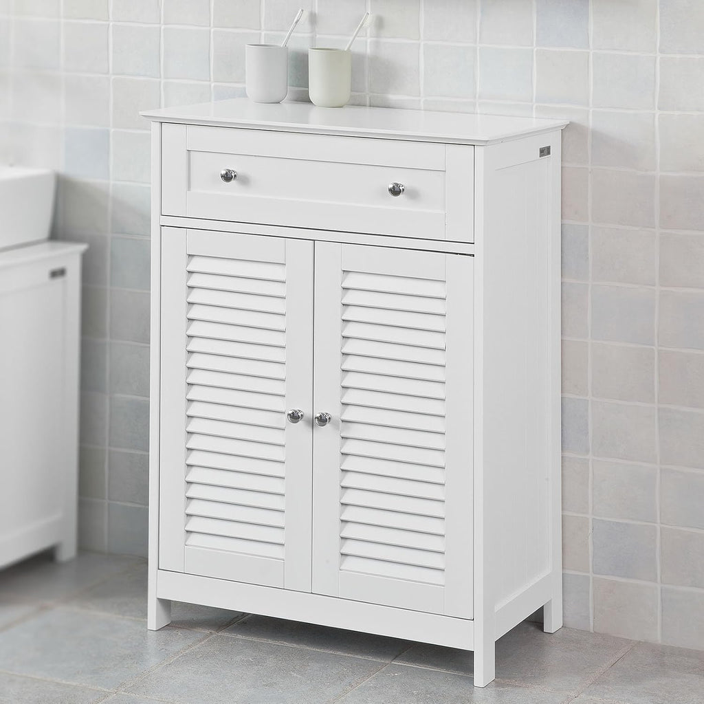 White Bathroom Vanity Set with Drawer and Double Shutter Door G638