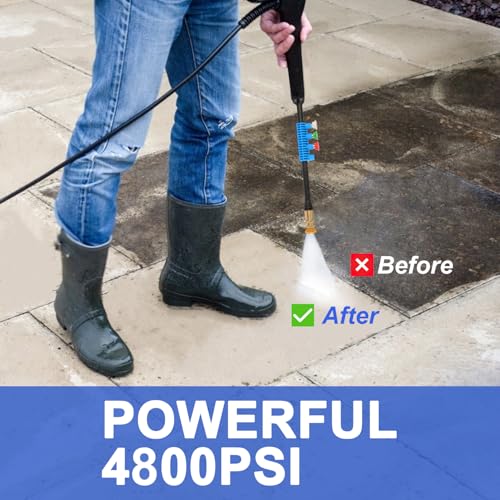 4800 PSI 4.0 GPM Electric Pressure Washer with 33ft Hose, 4 Nozzle and Foam Cannon, Blue U33187