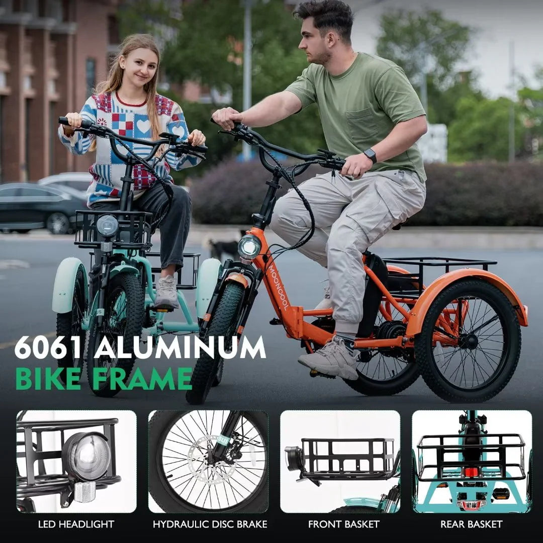 Electric Folding Tricycle with 500W Motor, 48v 14.5Ah Battery, 20*3in Fat Tires E326
