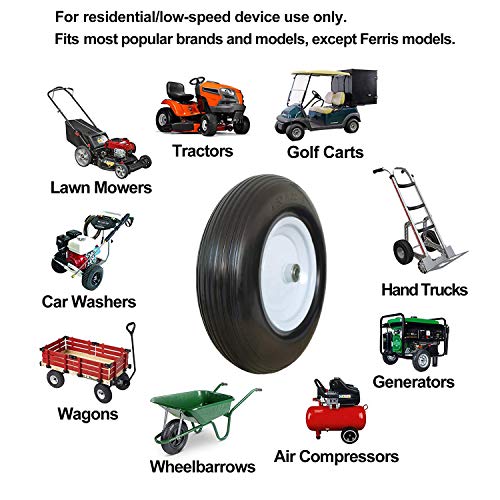 14.5" Flat Free Tire for Wheelbarrow, 5/8" Bearing with Extra 3/4" Bearing O449