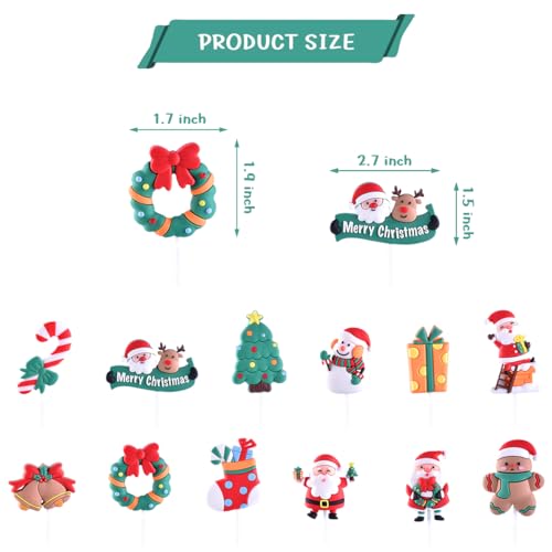 12pcs Christmas Cake Topper N31636