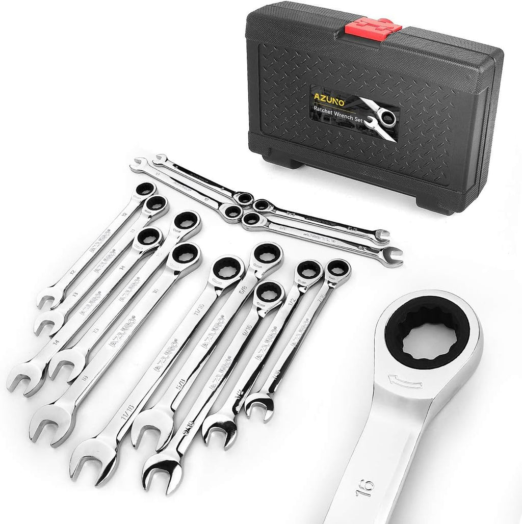 12-Piece Flex-head Ratcheting Wrench Set, Metric 8-19mm, Chrome Vanadium Steel J414249