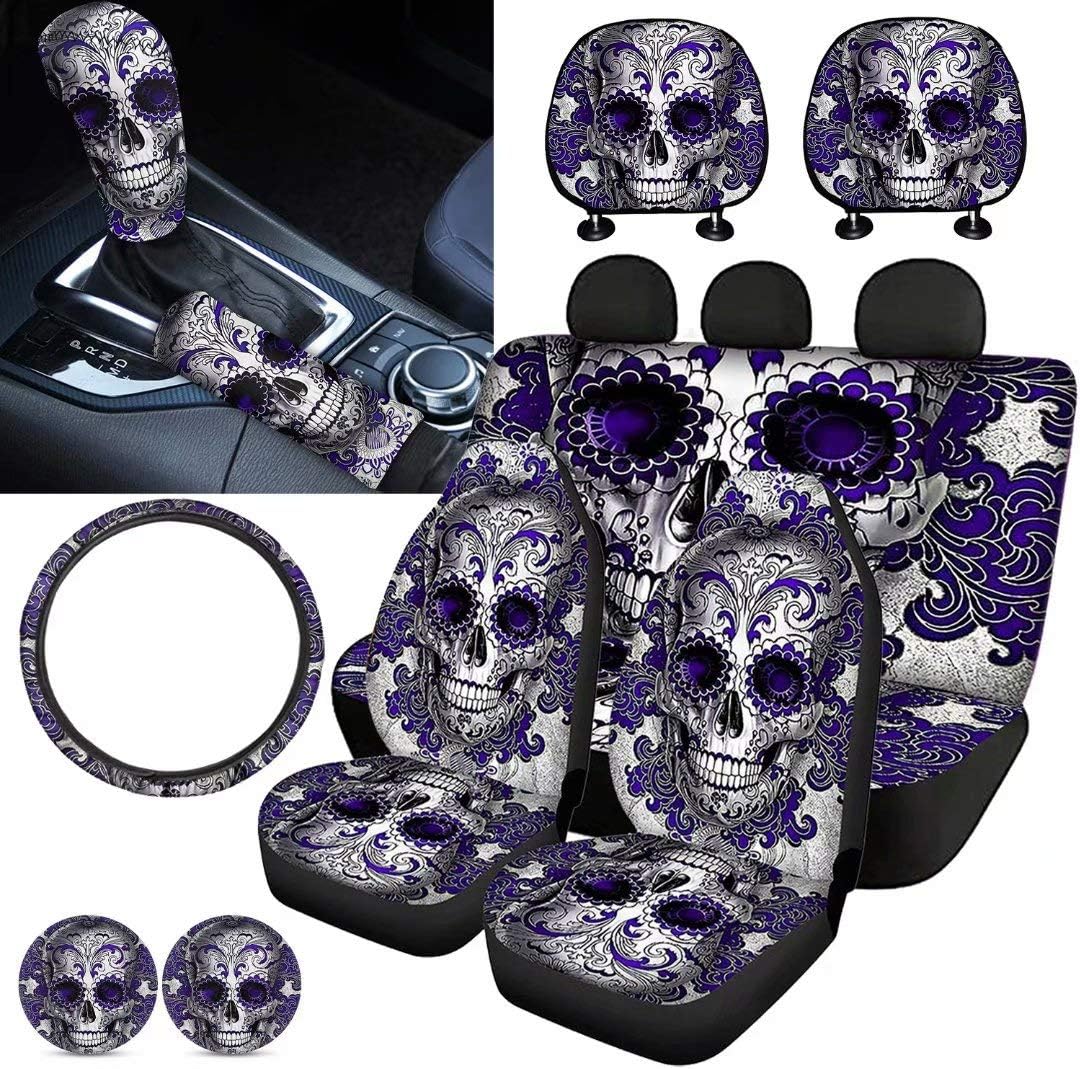Car Seat Covers Full Set with Steering Wheel Cover, Gear Shift Knob Cover, Handbrake Cover, Seat Belt Cover, Seat Headrest Covers H138769