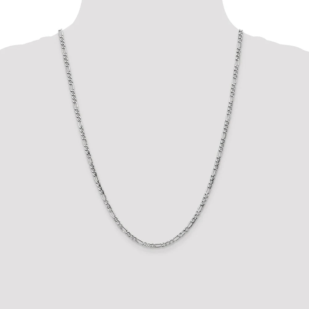 14kt White Gold Figaro Chain 24 inch Lobster Clasp D76412