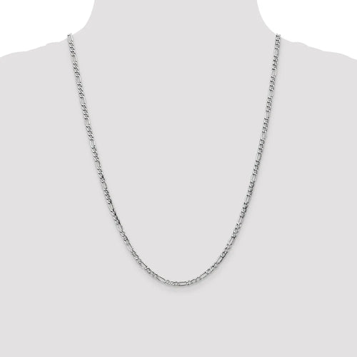 14kt White Gold Figaro Chain 24 inch Lobster Clasp D76412