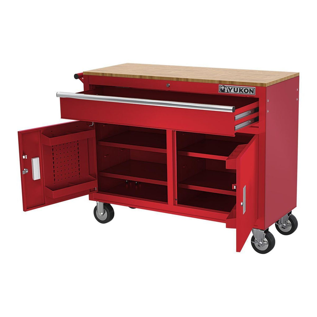 46 in. Mobile Workbench with Solid Wood Top O606312
