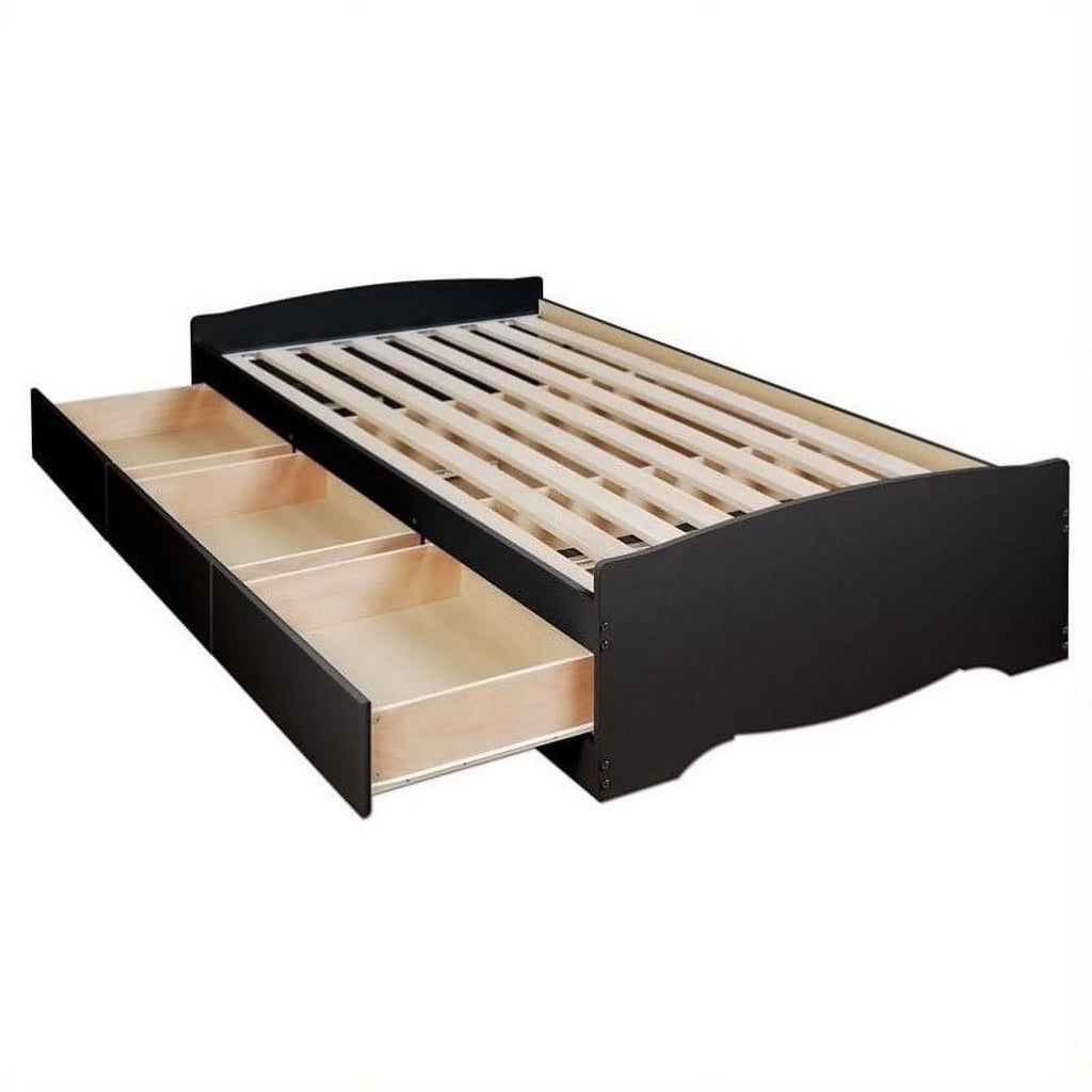Black Twin Platform Storage Bed E7815