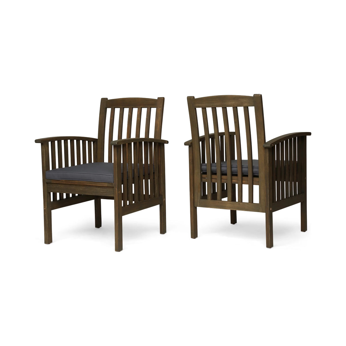 Acacia Wood Outdoor Dining Chairs with Cushion, Set of 2 J867688