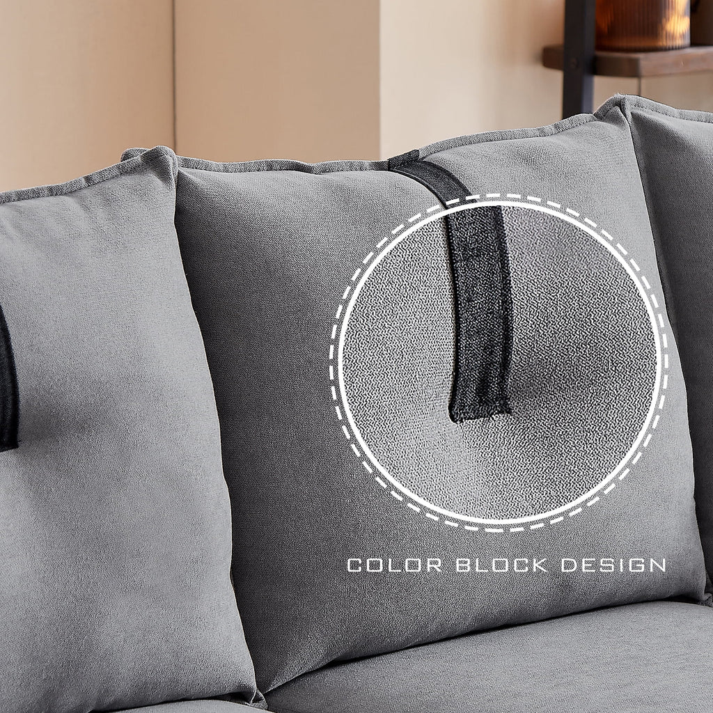 Lightgrey Sherpa Sectional Sofa with Footstool S136096