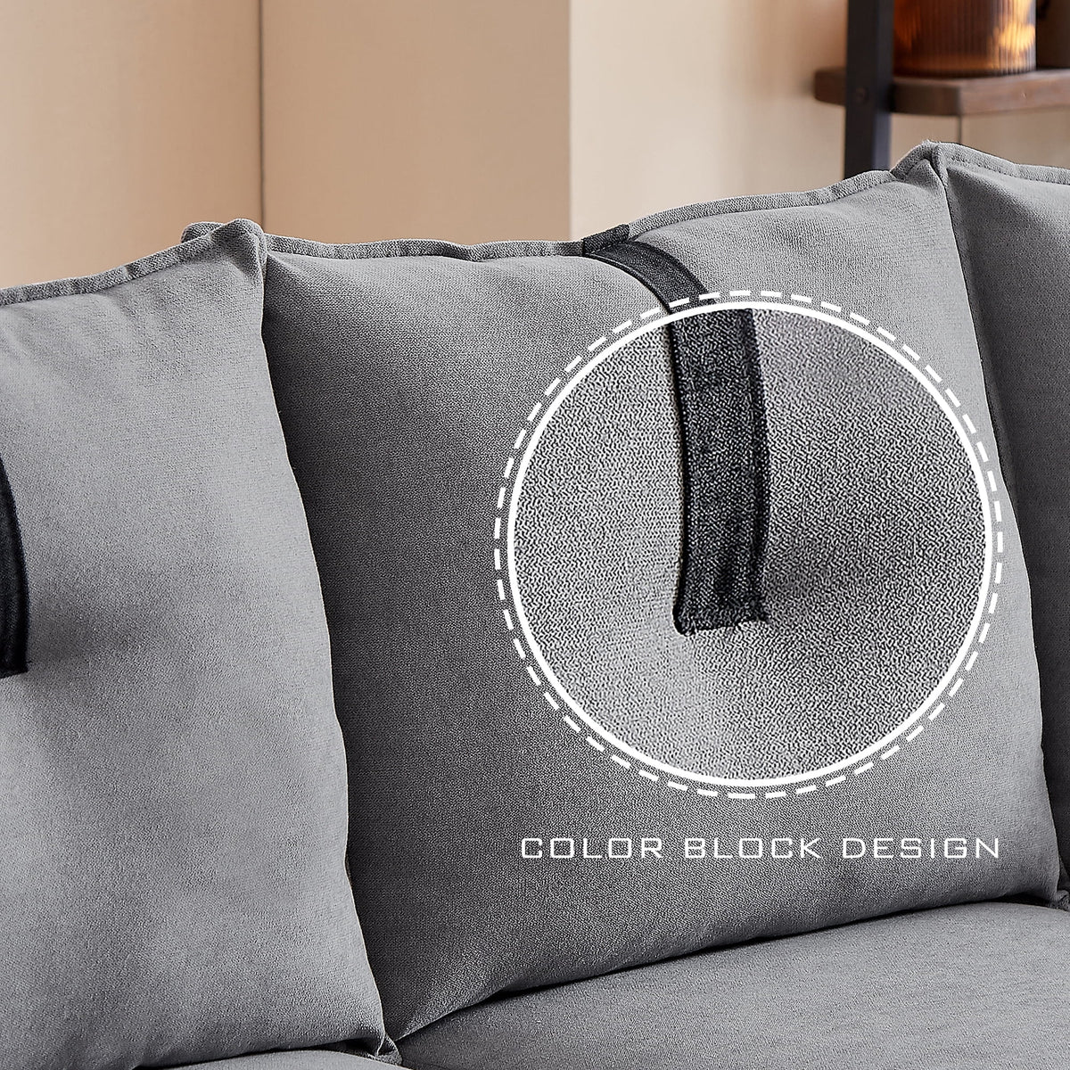 Lightgrey Sherpa Sectional Sofa with Footstool S136096