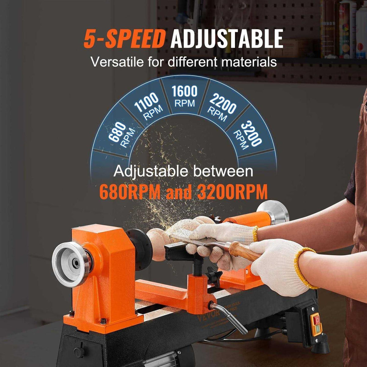 10 in x 18 in 0.5 HP Wood Lathe D358