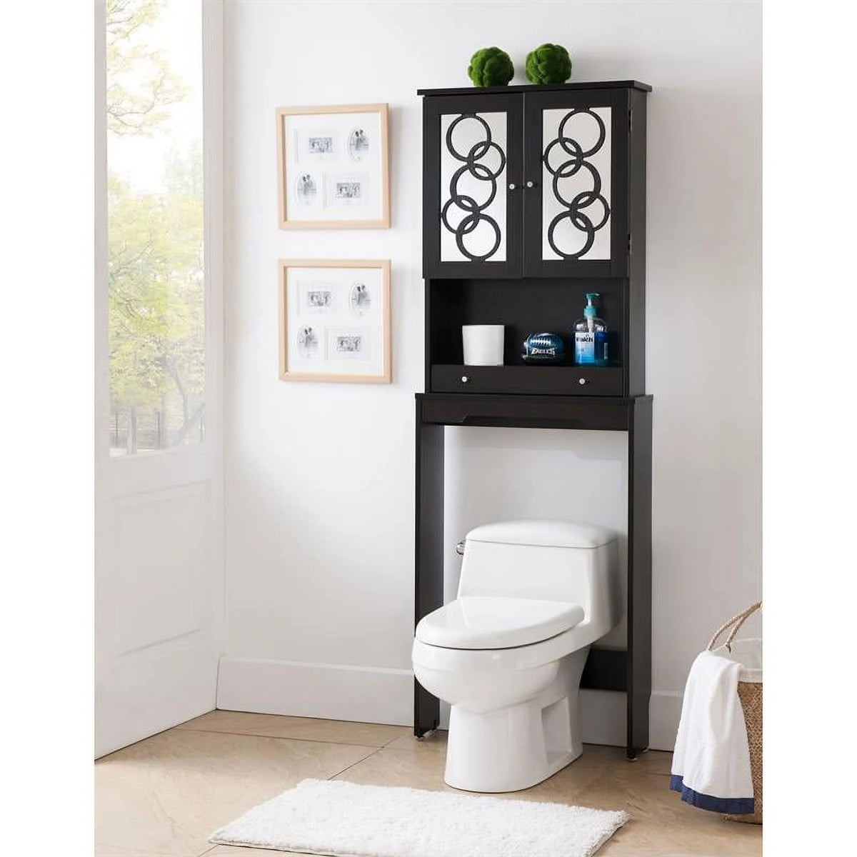 Cappuccino Wood Bathroom Space Saving Cabinet S964