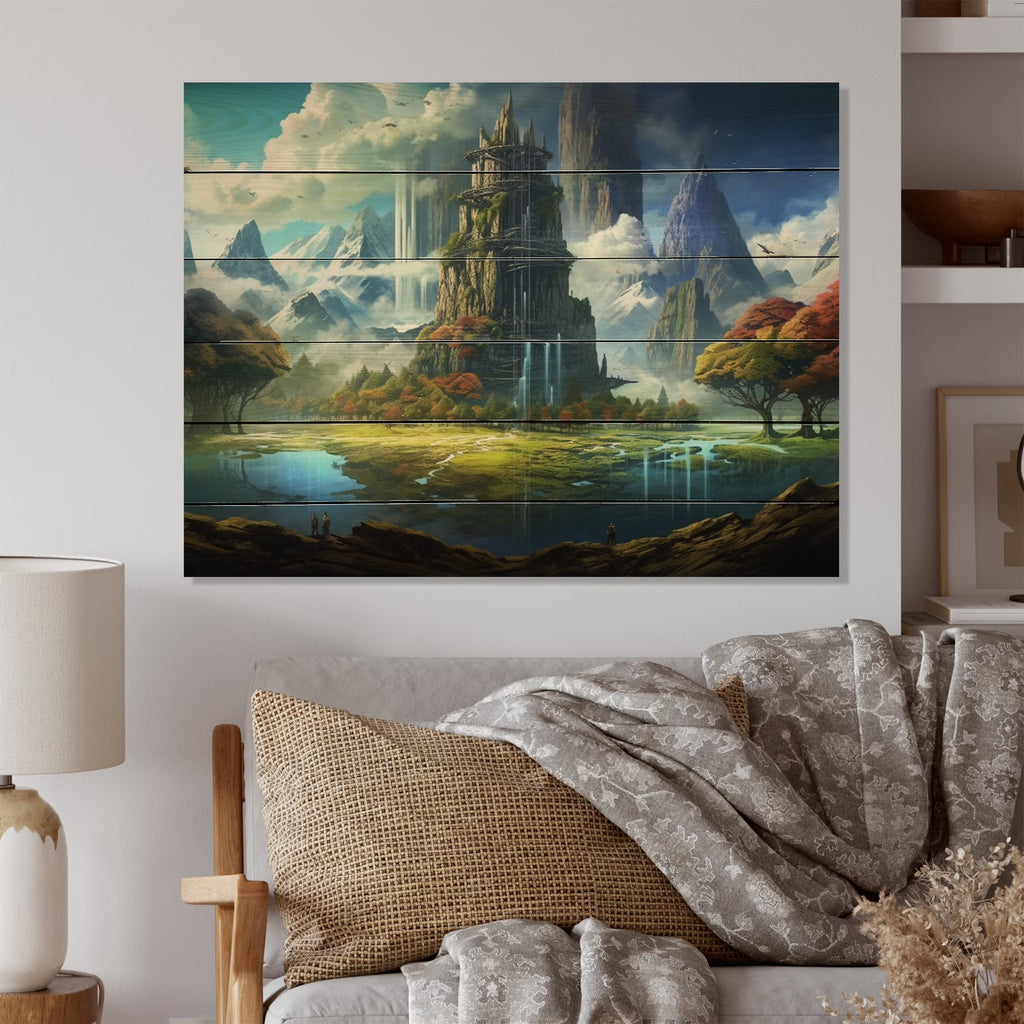 Castles Print on Natural Pine Wood V656588