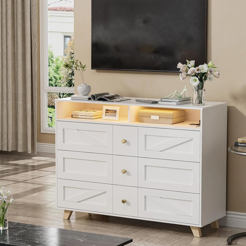 White 6 Drawer Dresser Z420482